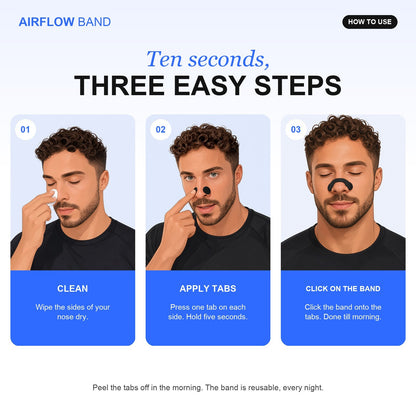 AirFlow Band how to use: clean, apply tabs, click on the band