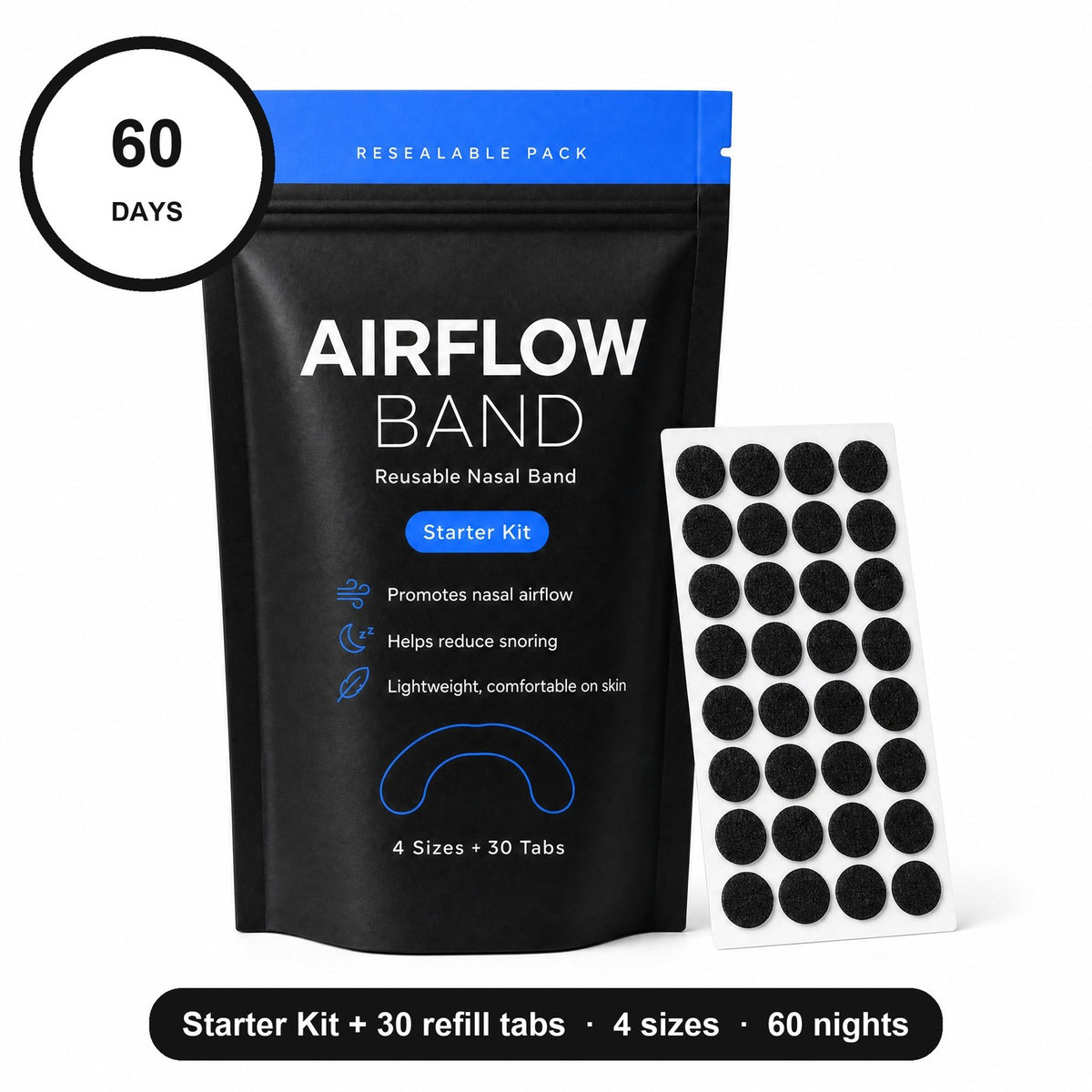 AirFlow Band Starter Kit - 60 Days: pouch + 30 refill tabs