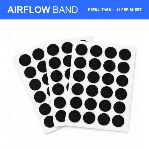 AirFlow Band Refill Tabs: three sheets of 30 hook-and-loop tabs