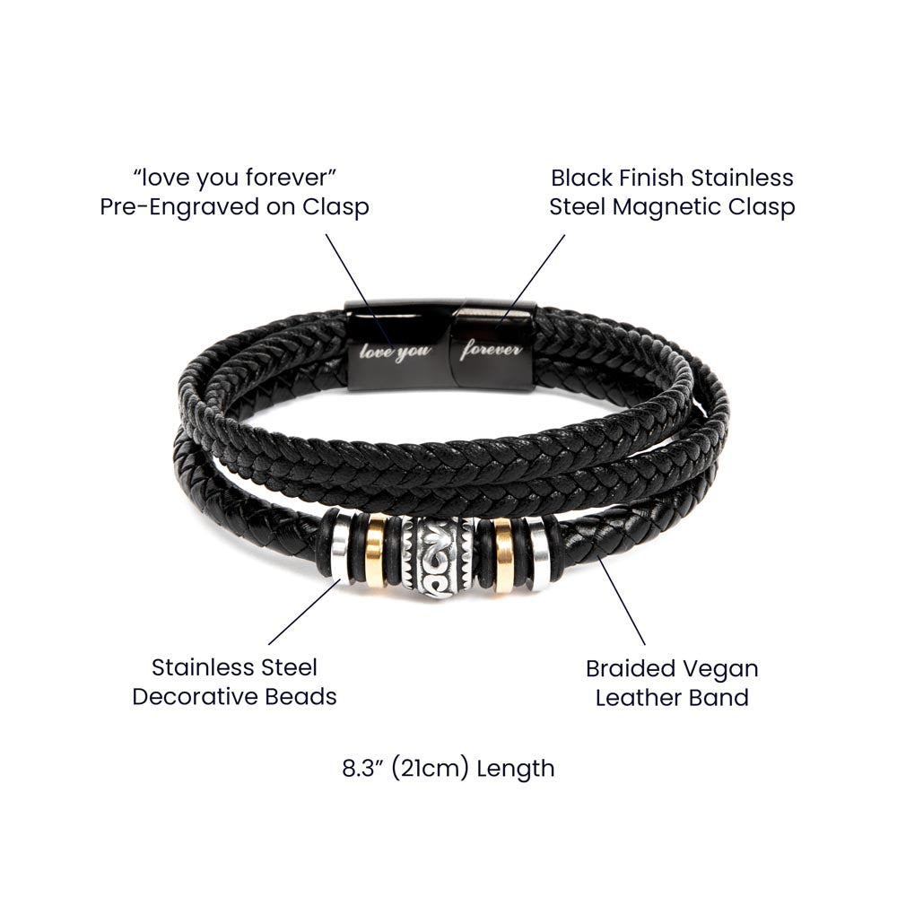 To My Son - Never Alone - Braided Leather Bracelet