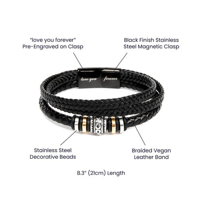 To My Son - Never Alone - Braided Leather Bracelet