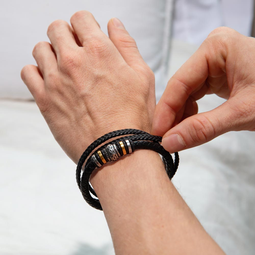 To My Son - Never Alone - Braided Leather Bracelet