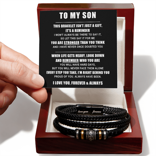 To My Son - Never Alone - Braided Leather Bracelet