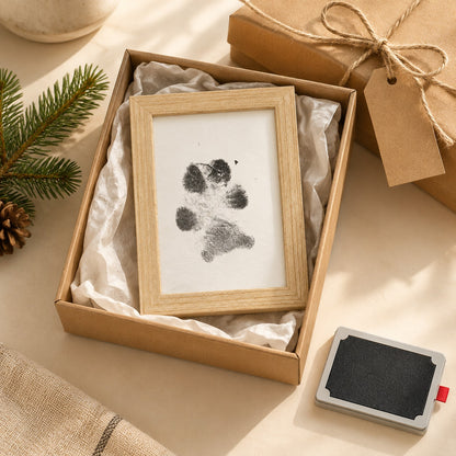 Framed paw print in a gift box